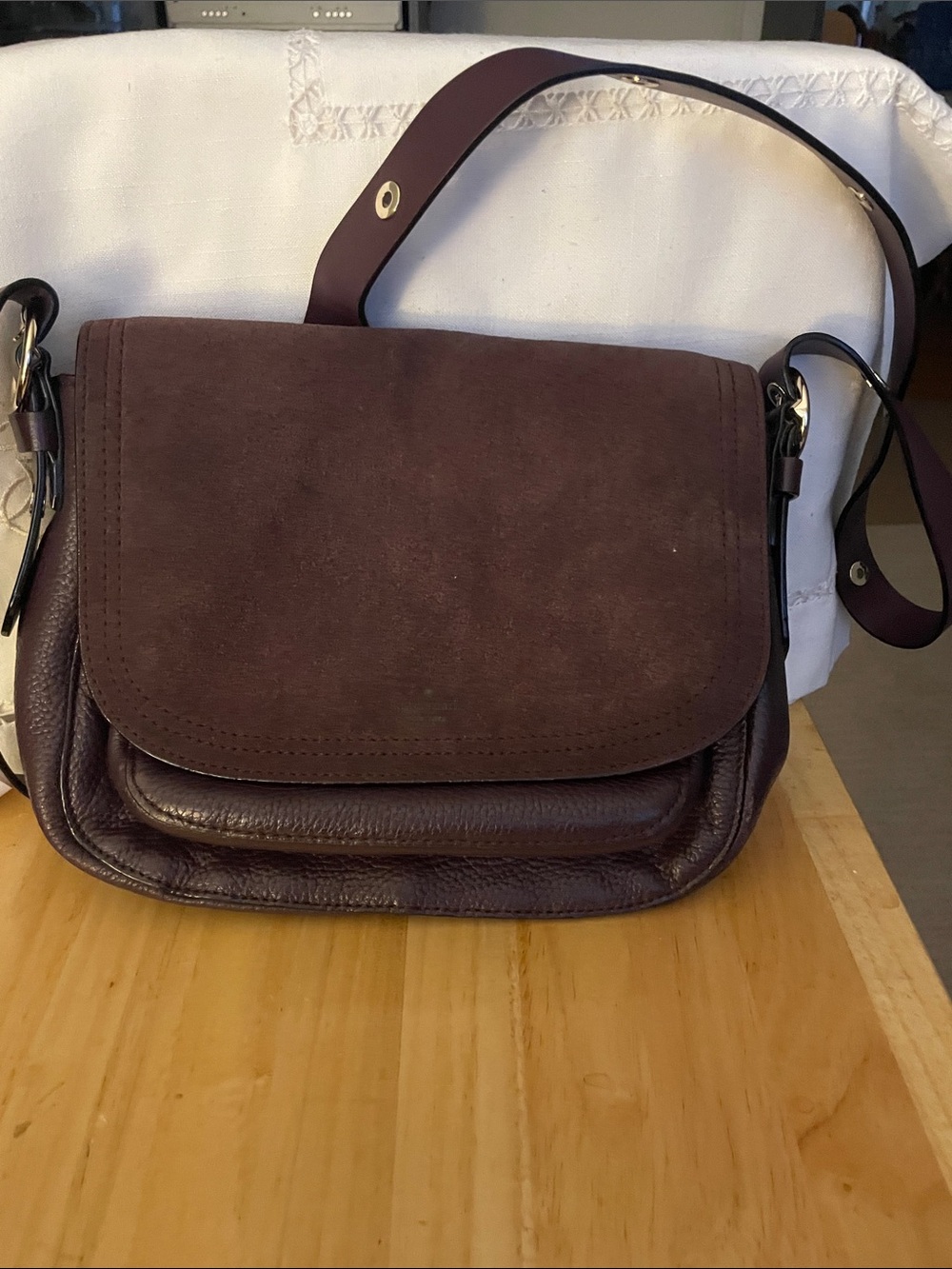 Kate Spade Brownish-Wine Leather with suede Flap EUC Vintage